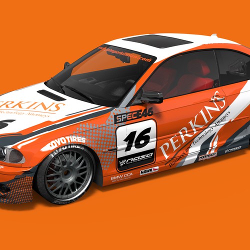 Perkins-Clemson e46 Race Car Wrap Design by Andrei Sandu