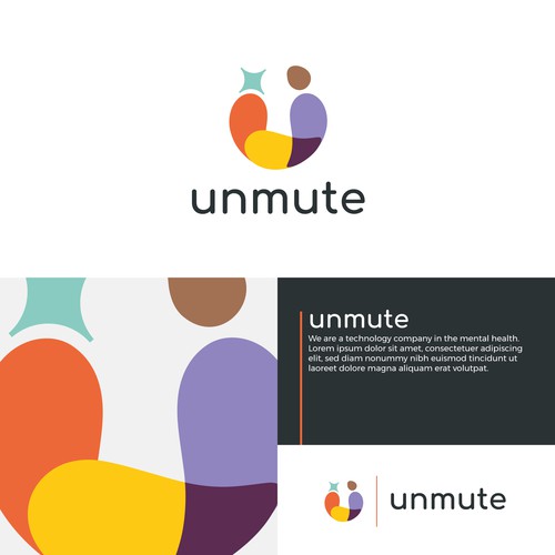 Unmute -- logo and branding guide for a mental health platform for people of color Design by CN_Design