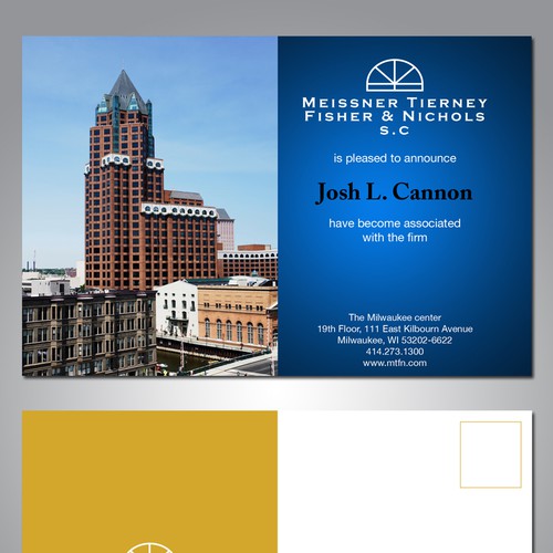Law Firm New Associate Announcement Mailer Design by abner
