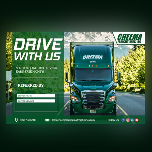 Designs | Design an eye catching referral recruit card for truck ...