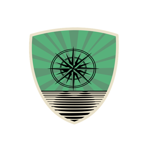 Shield shape illustration symbolising adventure, impact and connection 
