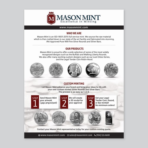 Create An Exciting Flyer To Showcase Our Custom Silver Coin Program Design by Bluebubble