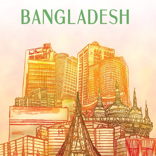 Skyline Wall Art Drawing of Bangladesh Design by dougandcolour