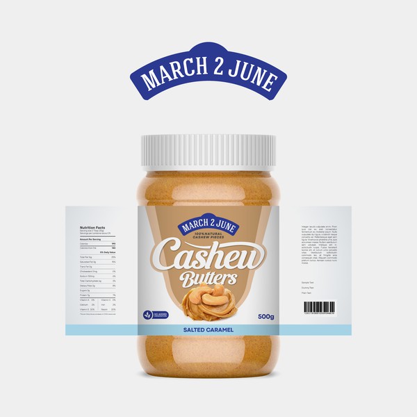 Design by ERDIHAN DESIGN titled "MARCH 2 JUNE - CASHEW BUTTERS LABEL DESIGN"