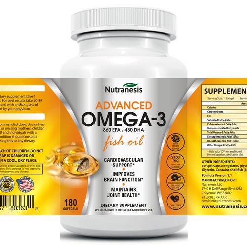 Create the Product Label for Omega-3 Design by Aalamvision