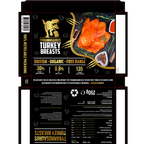 TYRANNOSAURUS TURKEY BREASTS - POWERFUL PACKAGING NEEDED! Design by axact