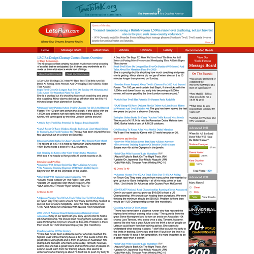 LetsRun.com Homepage Re-Design/Cleanup Diseño de Beyond Designing