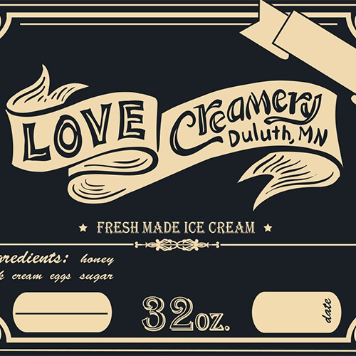 Ice Cream Container Labels for Love Creamery Design by Ani_MIlkshake