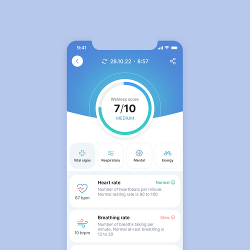 Wellness "vital signs" app - redesign Design by Artem Sviridov