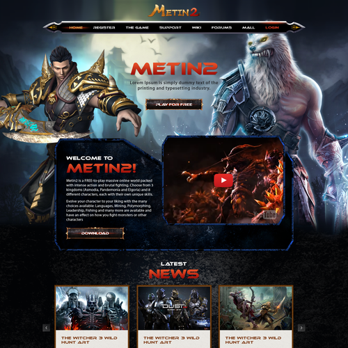 Create a new & vibrant website for an online game, Web page design contest