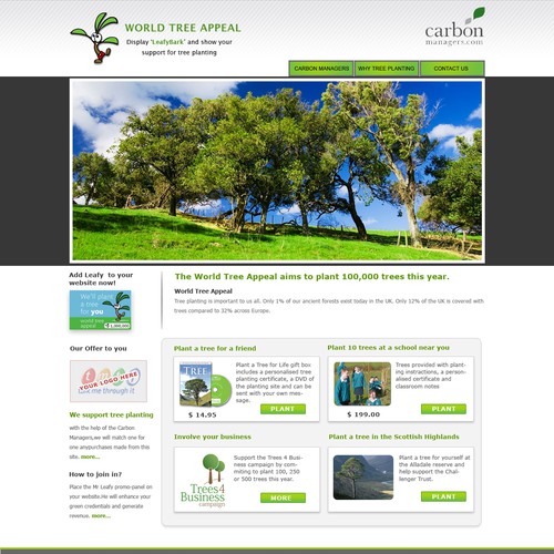 Web page for the  "World Tree Appeal" Réalisé par Sunrisedesigns