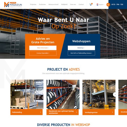 Creative website templates for a leading pallet racks company_ Meermagazijn Design by Adventix