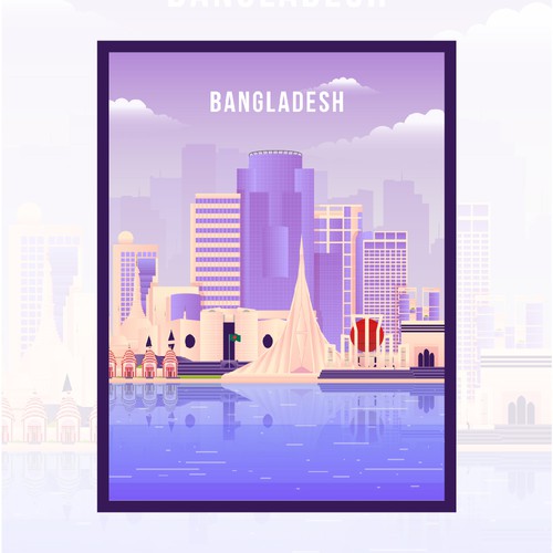 Skyline Wall Art Drawing of Bangladesh Design by Muhiuddin99