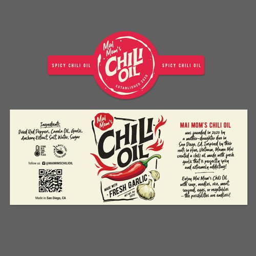 Eye catching packaging label for spicy chili oil jar Réalisé par rickyports