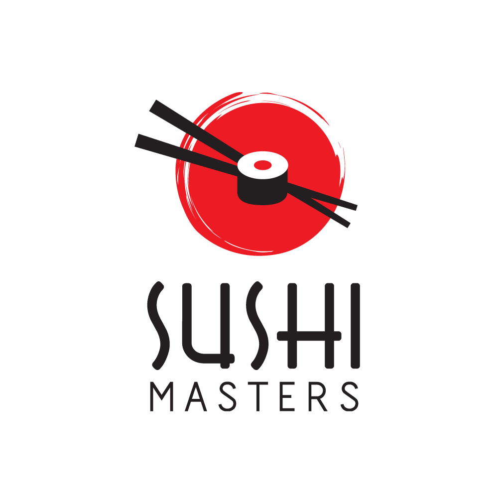 Sushi logo with the title 'sushi masters logo design'