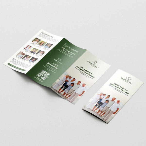 Professional Tri-Fold Brochure Design for Psychology & Wellbeing Clinic