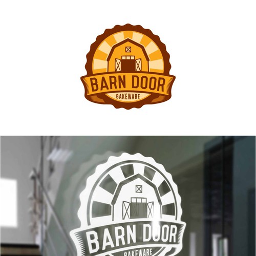 Create a "cool rustic" styled logo of a Barn Door for Barn Door Bakeware Logo Design by kukuhaldy