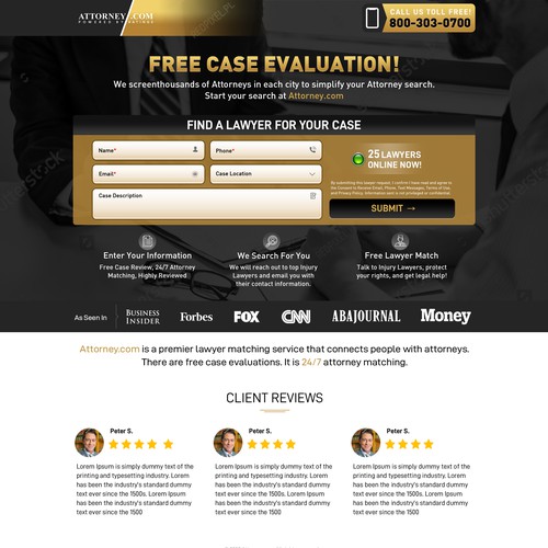 Design a Landing Page for Attorney.com Design by Atul-Arts