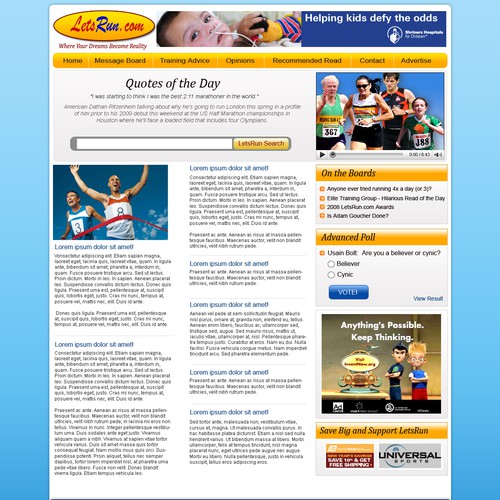 LetsRun.com Homepage Re-Design/Cleanup Diseño de Petiks Design Studio