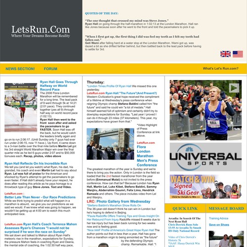 LetsRun.com Homepage Re-Design/Cleanup Diseño de vake