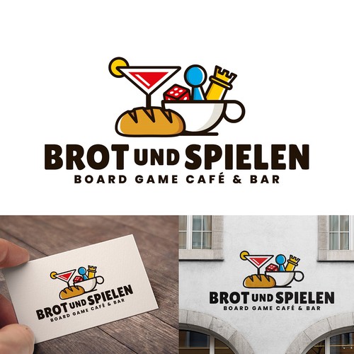 Logo for a Board Game Cafe & Bar with cozy vibes and geeky elements Design by fashionabledesigner