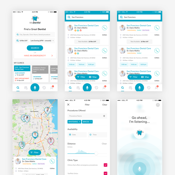 Iphone app design for My Dentist