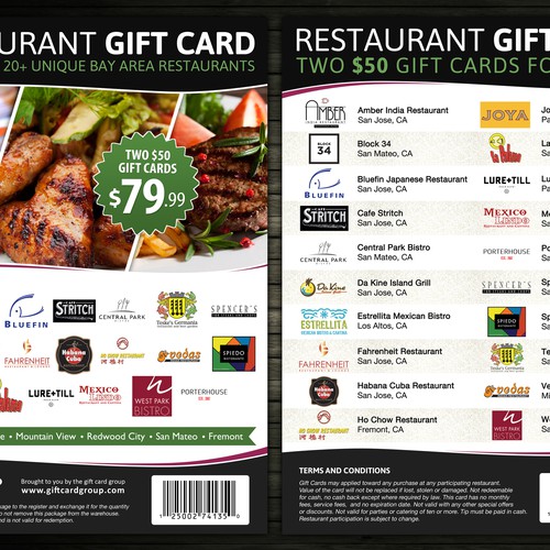 Design flyer for the restaurant gift card - content psd attached, Postcard, flyer or print contest