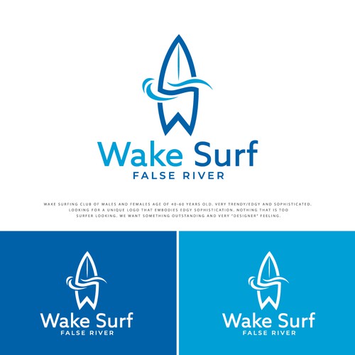 Edgy/sophisticated wake surf logo for a female/male group of wake surfers that embody a luxury life. Nothing predictable Design by Monk Brand Design