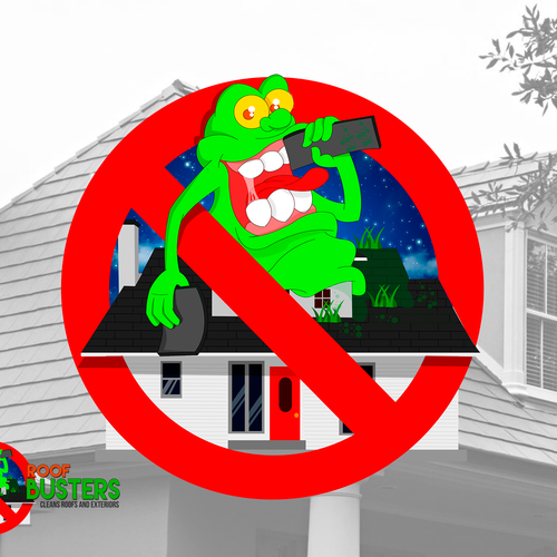 Roof Busters - Roof and Exterior Cleaning logo with a Ghost Busters Theme Design by axelander
