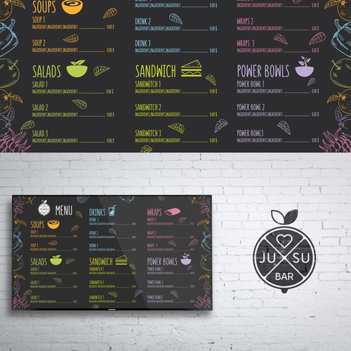 Jusu Bar Menu Design by Niko designs ✅