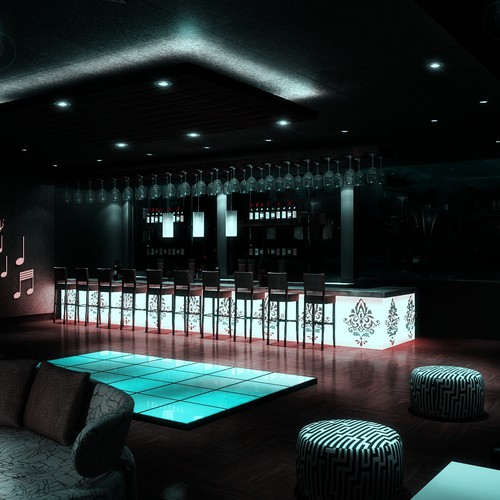 3d realistic interior design for hookah lounge
