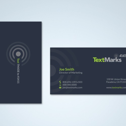 Create new business cards for text message provider Design by Tcmenk