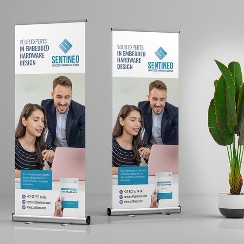 Design of a roll-up banner for a trade-fair introducing our Electronic Design Agency! Design by ideasLab°