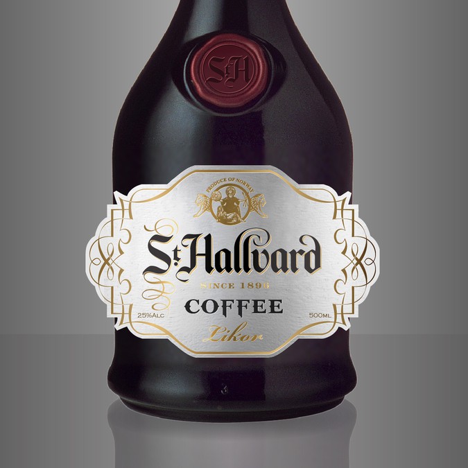 Create a label for a new Coffee Liqueur for the Nordic countries