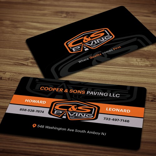 Design We are an asphalt paving company  card with character, style, stands out from everyone nothing bland no white ,add stuff por AYG design