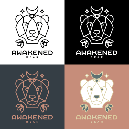 Awakened Bear's wake up the world supercharged logo! Design by gracewdesign