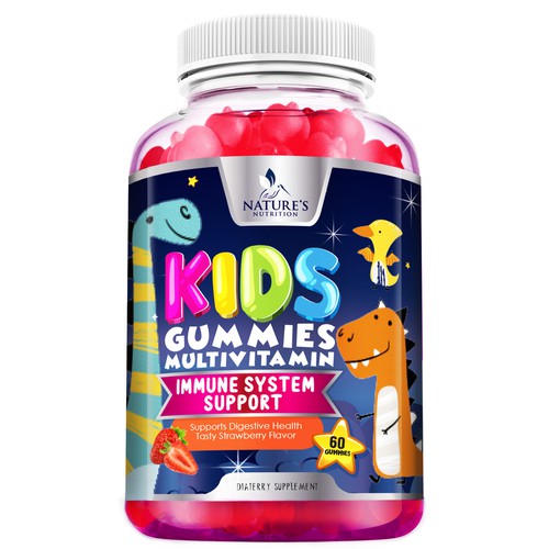 Tasty Kids Multivitamin Gummies Product Label for Nature's Nutrition Design by agooshe