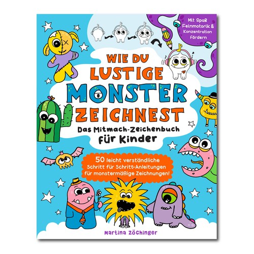 Design a cheerful cover for a monster drawing book for children Design by ALINAsINK