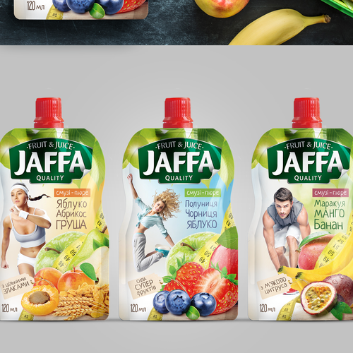 Diseño de Develop Concept Design for Jaffa "Fruit in Pocket" adults’ fruit and berry puree de garryveda.com