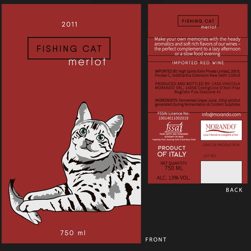 Design a modern wine label for a small new independent brand in India's emerging market (our wine bottled in Italy) Design by Anie Stassia