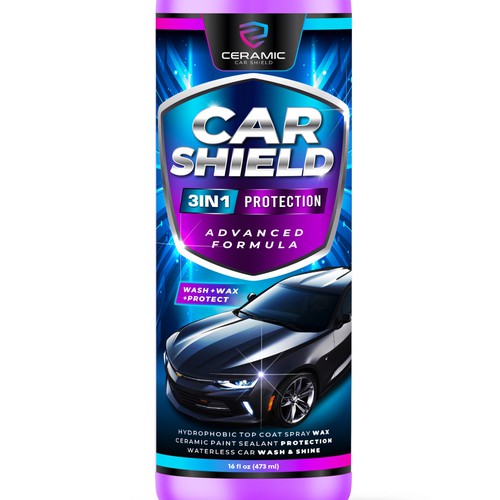 Ceramic Car Shield needs a design for its Wash, Wax, and Protect. Design réalisé par GenScythe