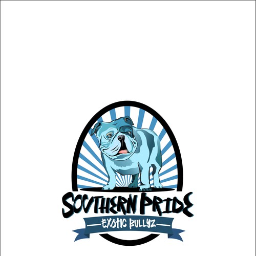 Create a detailed Exotic English Bulldog logo with Mascot for Southern