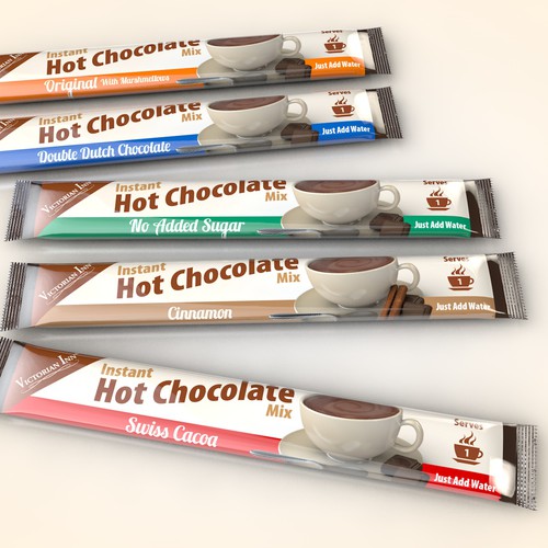 Packet design for single-serve hot chocolate mix! Design by Sander Both