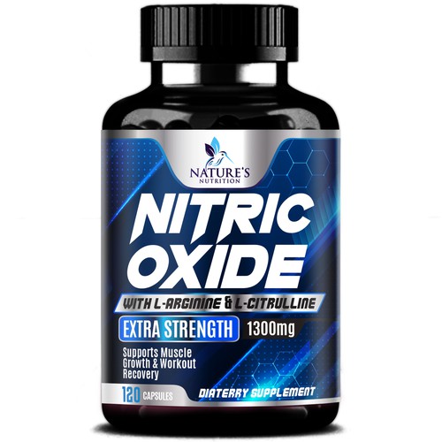 Nitric Oxide label design needed for Nature's Nutrition Diseño de agooshe