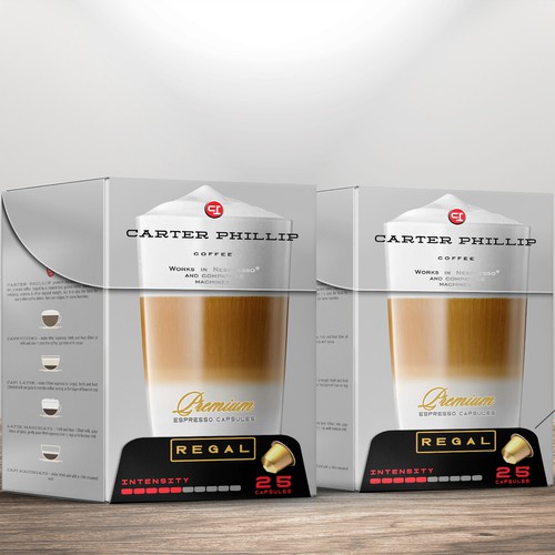 Design an espresso coffee box package. Modern, international, exclusive. Design by bcra