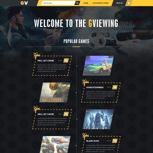 Design the landing page of a video game review website Réalisé par 99PiX