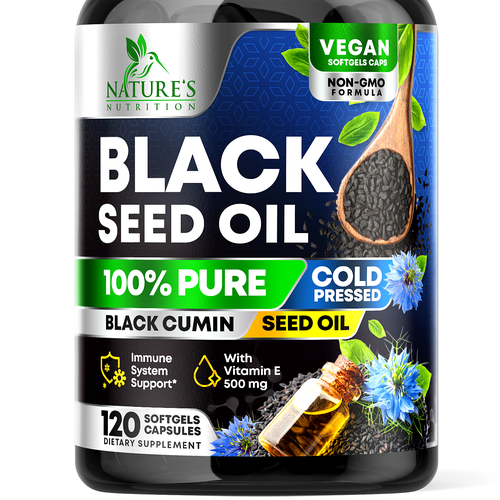 Natural Black Seed Oil Design Needed for Nature's Nutrition Design by rembrandtjurin