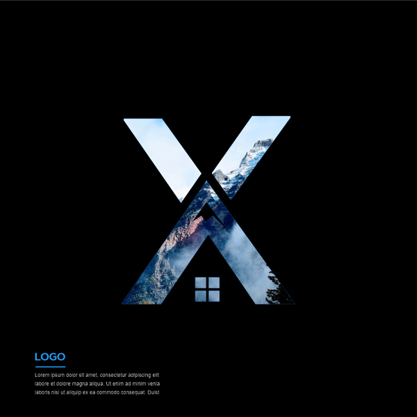 Design by pulpy orange titled "x mountain and home logo"