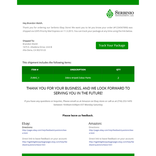 Order & Tracking Number Confirmation Email Design | Email contest