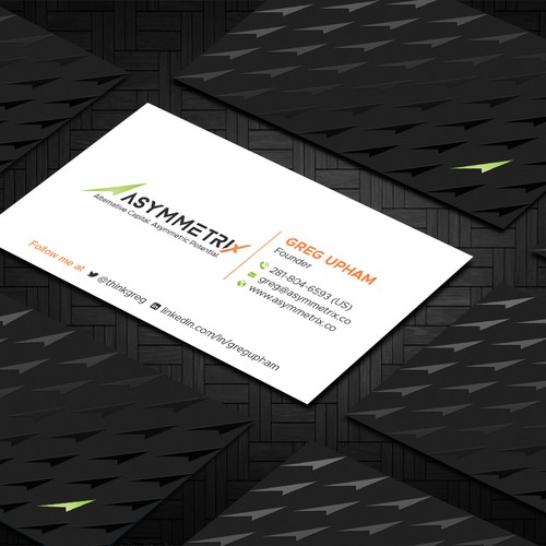 Design a cool, edgey but sophisticated business card for an alternative investment firm. Design von Taaiebah